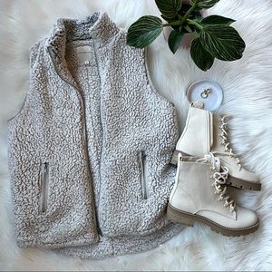 COPY - Francescas Cream Fluffy Faux Fur Vest